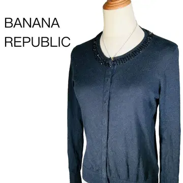 BANANA REPUBLIC 비쥬 가디건 블랙 실크 S