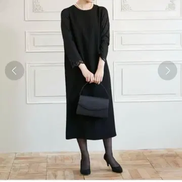 Aimer 에메 소매 레이스 스트레이트 라인 블랙 원피스 M 사이즈