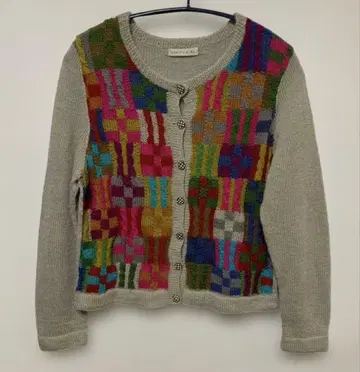 크라프트 히로 모티브 가디건 니트 울 멀티 컬러 네팔