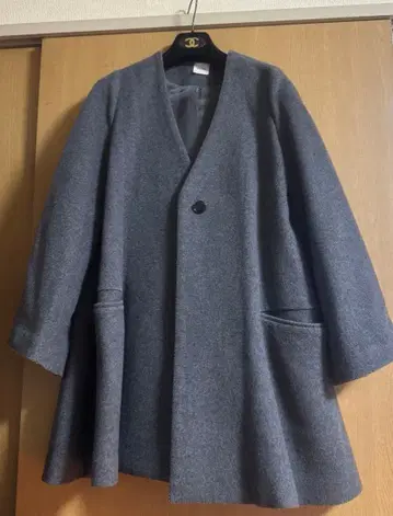 ELIN 그레이 오픈 프론트 노카라 코트