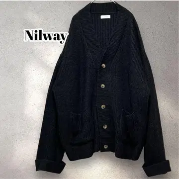 닐웨이 볼륨 슬리브 루즈 니트 가디건 블랙 5985