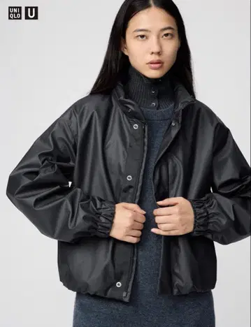 UNIQLO U 점퍼 코팅 숏 블루종 블랙
