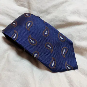 가마쿠라 셔츠 vintage line 네이비 페이즐리 넥타이 브라운