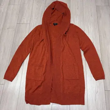 띠어리 후드 부착 니트 가디건 후드티 오렌지 남성용 S