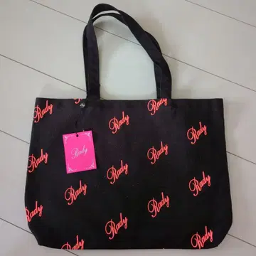 [ 미사용 새상품 ] Rady Rady 로고 입 토트백 블랙 네온 오렌지