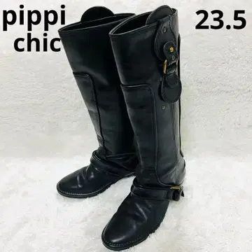 pippichic 피피시크 롱 부츠 가죽 엔지니어 블랙 23.5