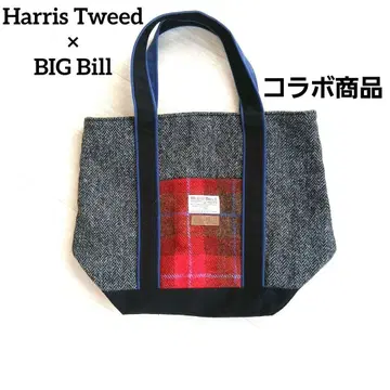 콜라보 해리스 트위드 빅 빌 토트백 대용량 블랙 그레이