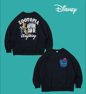 디즈니 콜라보 주토피아 맨투맨 상의 BLACK 택 포함 새상품