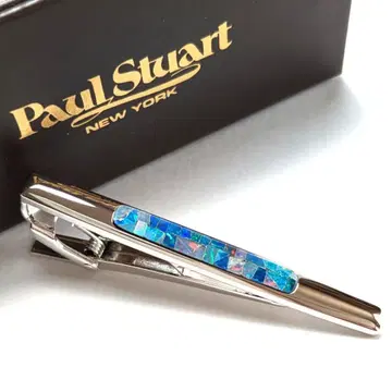 pst97 폴 스튜어트 넥타이핀 실버 x 블루 나비 조개 스테인드글라스