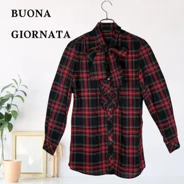 zB695 [ S ] BUONA GIORNATA 핀턱 셔츠 퍼프 슬리브