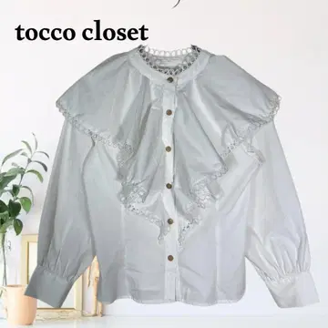 zB752 [ M ] tocco closet 스탠드 카라 블라우스 프릴