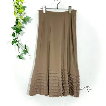 티어드 프릴 롱 스커트 M 상당 브라운 브라운 댄스 미디
