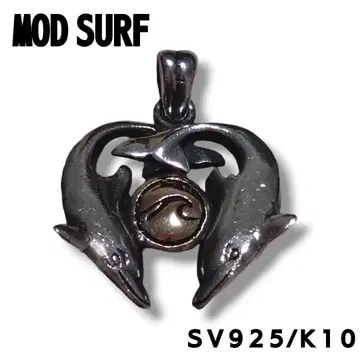 MOD SURF 돌고래 하트 목걸이 실버 925 K10 탑