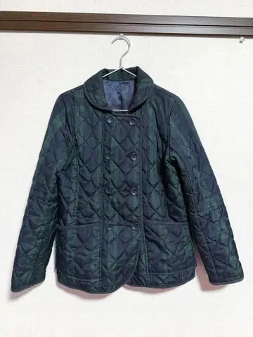 체크 & 퀼팅 옷깃 있음 숏코트