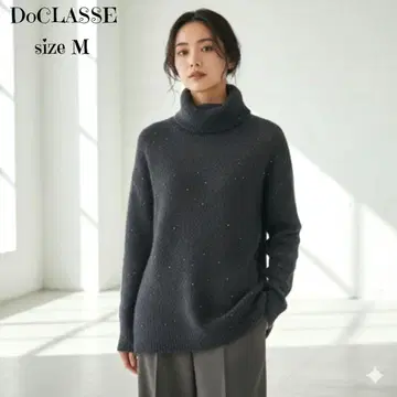 새상품급 두클라쎄/스팽글/터틀넥 니트 M 알파카 혼방