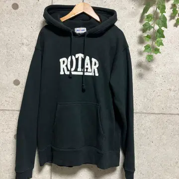 ROTAR 로터 M 사이즈 속기모 로고 후드티 블랙