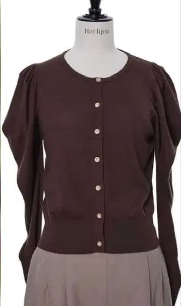 브라운 퍼프 슬리브 가디건