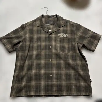 WIND AND SEA 반팔 셔츠 체크 무늬 브라운 계열