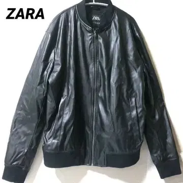 [ ZARA ] 가죽 블루종 ( 봄버 자켓 ) 인조 가죽 XL