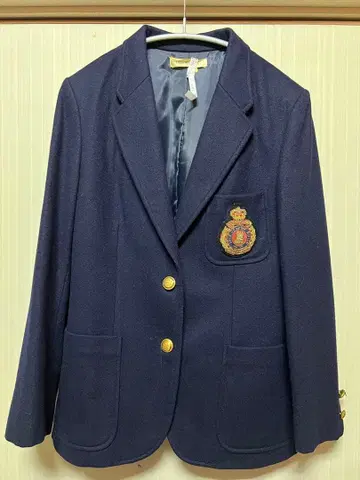 [ 구제 빈티지 ] 엠블럼 부착 네이비 블레이저