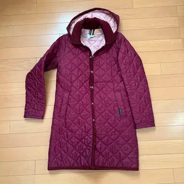 LAVENHAM 퀼팅 코트 36 버건디 x 핑크