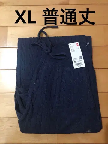 택 포함 새상품 UNIQLO 워셔블 니트 케이블 팬츠 XL 블루