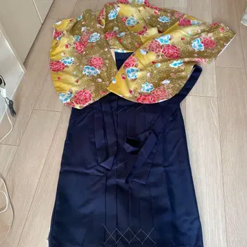 블랙과 골드 컬러 꽃무늬 하카마 M 사이즈 하카마 세트