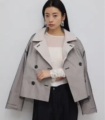 비침 더블 브레스트 자켓 그레이