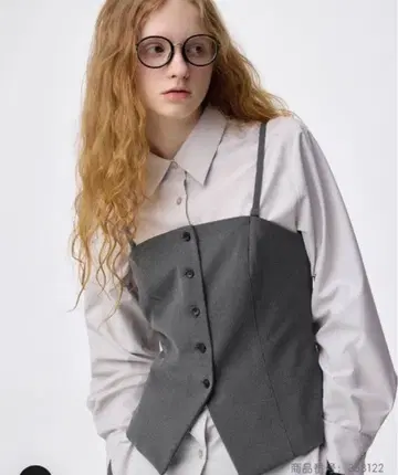 gu 프론트 버튼 뷔스티에 그레이 M 택 포함 미사용 새상품