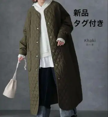 미사용 택 포함 HUG.U 하그유 퀼팅 자켓 롱 코트 올리브 카키