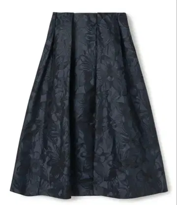 스페이스 플라워 라이트 자카드 볼륨 턱 플레어 스커트