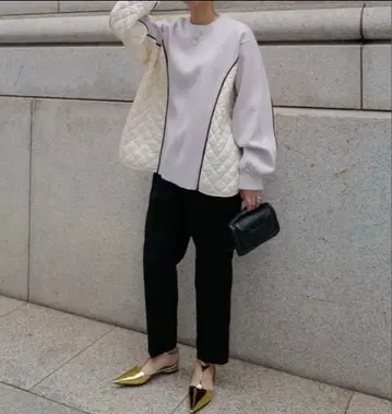 MACHATT 퀼팅 도킹 니트 베이지