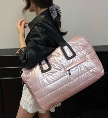 마지막 1개 ZARA 장르 해외 브랜드 퀼팅 보스턴 백 메탈 핑크