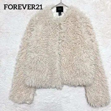FOREVER21 인조 모피 자켓 보아 아우터 S 숏 기장