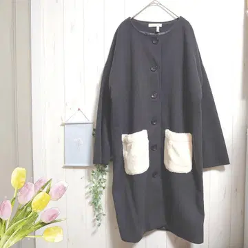 PARK GIRL 노카라 코트 [M] 플리스 포켓 부착 체스터 코트