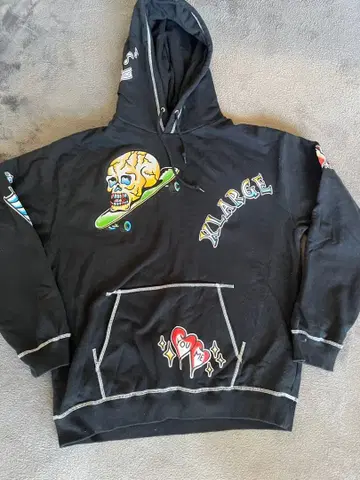 XLARGE 그래픽 후드티 블랙 L 새상품급 구제 의류 스트릿