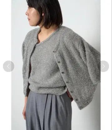 미스 로에 하프 슬리브 라메 가디건