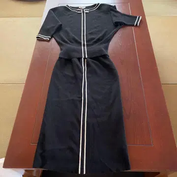 MELROSE 니트 롱 원피스 블랙 7부 기장