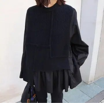 MACHATT 플레어 도킹 셔츠 니트 블랙