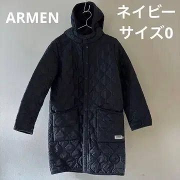 아멘 ARMEN 퀼팅 롱 코트 자켓 사이즈 0 네이비