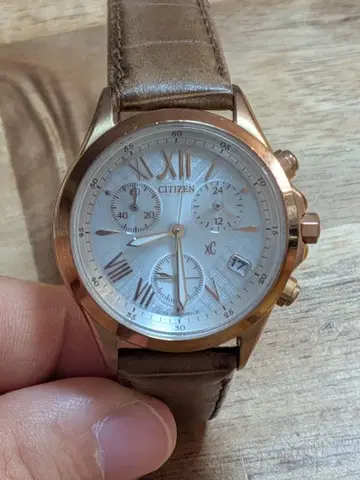 CITIZEN 크로노그래프 손목시계 실버/골드