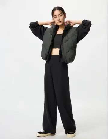 유니클로 UNIQLO 웜 플리스 스트레이트 팬츠 (기장 짧음) 블랙 M