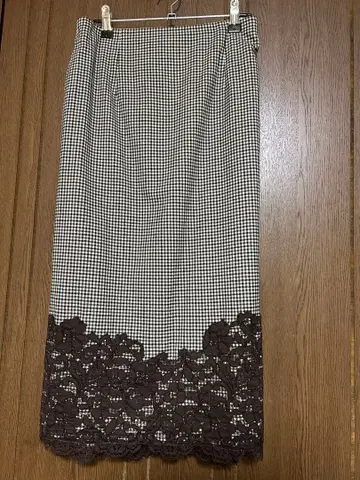 iCB 롱 스커트 체크 무늬 브라운 계열