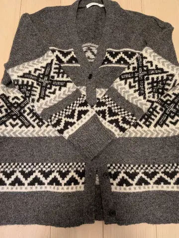 기하학 패턴 울 혼방 가디건