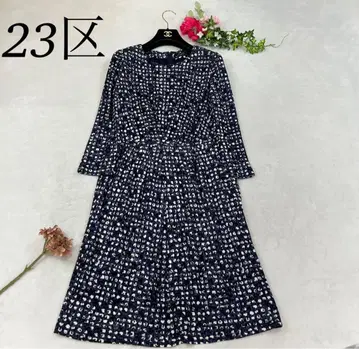 K71 M 23KU 올 패턴 무릎 기장 원피스 네이비 여성용