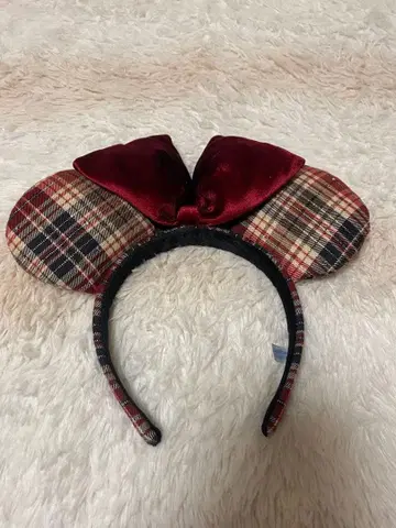 미니 마우스 체크 무늬 머리띠