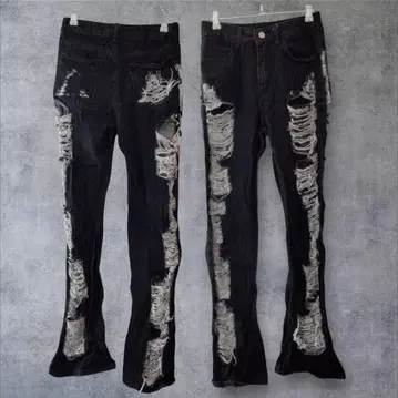 1점 한정 블랙 데미지 데님 팬츠 하의 [ XS ] 청바지