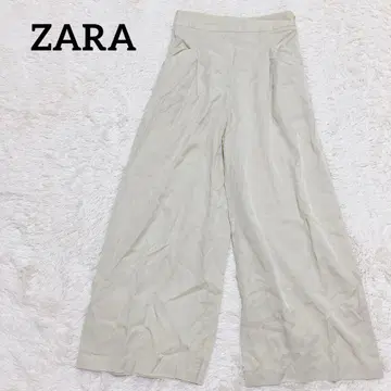 ZARA 턱 와이드 팬츠 XS 하이웨스트 깔끔한 슬림 레그 효과 성인