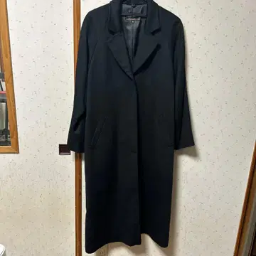 캐시미어 100% 블랙 롱 코트 긴팔