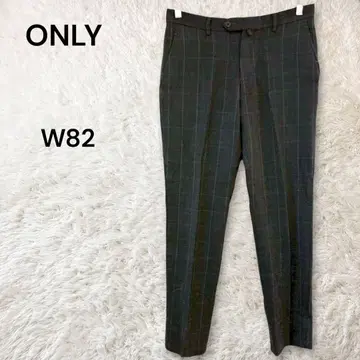 온리 울 체크 무늬 팬츠 슬랙스 수트 아래 다크 그레이 L